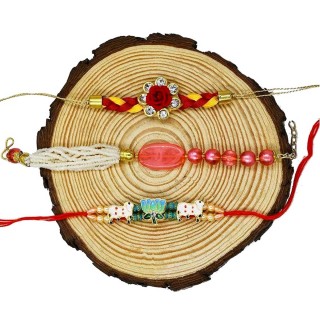 Designer Rakhi for Brother and Bhabhi with Bracelet Gift