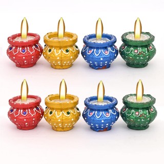 Handmade Matki Diya Candles for Home Decor & Diwali Decoration (Pack of 8)