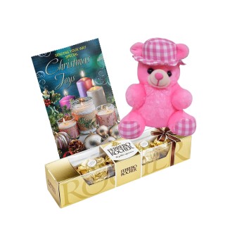 Christmas Gift for Girls & Women - Chocolate with Soft Teddy and Christmas Card