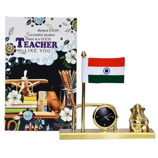 Useful Gift for Teacher - Greeting Card, Ganesha Table Clock Showpiece