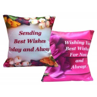 Diwali Best Wishes Gift Printed Cushion (Cushion Filler + Cover) (Pack Of 2)