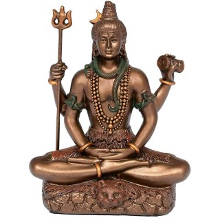 3.45 Inch Lord Shiva Idol for Car Dashboard And Home Temple | Bronze Shiv ji murti for Gifting | Shiv Ji Dhyan Mudra Statue