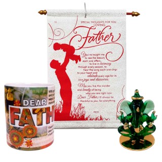Best Gift for Father - Scroll Card, Coffee Mug and Lord Ganesha Statue