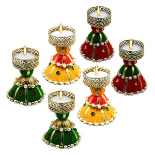 Decorative Tea Light Candle Holder for Home Decor & Diwali Decoration (Pack of 6)