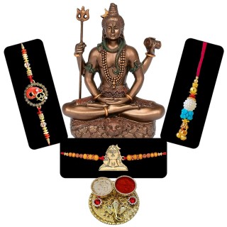 Om Rakhi for Bhaiya, Designer Rakhi for Bhabhi and Kids with Shiv Ji Idol Gift