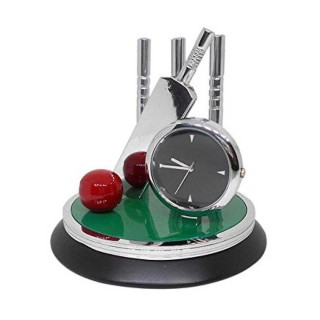 Best Cricket Gifts - Cricket Kit with Table Clock Showpiece