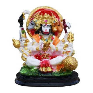 Panchmukhi Hanuman Ji Idol for Car Dashboard, Entrance Door, Home Temple - Multicolor
