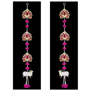 Cow and Lotus Wall Hanging for Entrance Door & Pooja Room Decoration (31.5 Inch)