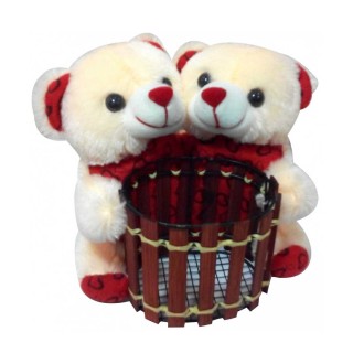 Couple Teddy Pen Stand-16 cm