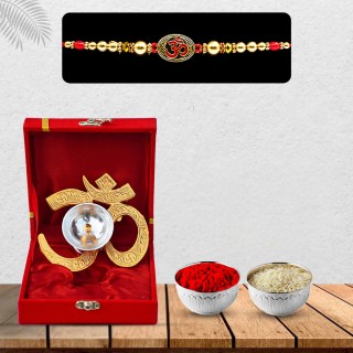 Om Rakhi for Brother with Om Diya Gift Box
