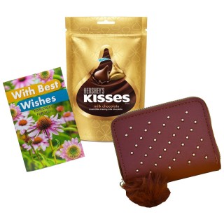 Gift for Girls - Chocolate Pack with Greeting Card and Girls Hand Wallet