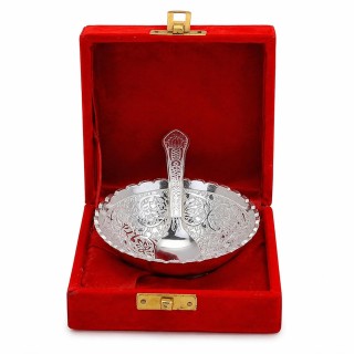 Germen Silver Bowl Spoon Set for Return Gift with Velvet Gift Box