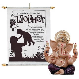 Spiritual Gift for Mom - Scroll Greeting Card with Lord Ganesha Idol