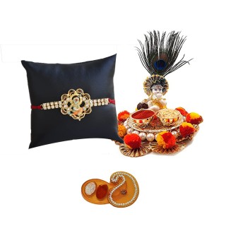 Krishna Rakhi for Brother and Laddu Gopal Idol with Chopra Tilak Set