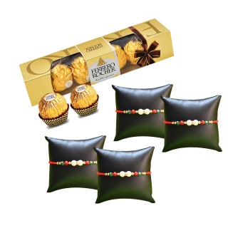 Ferrero Rocher Chocolate And 4 Bhai Dooj Dhaga With Roli Chawal