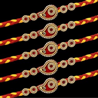 Traditional Rakhi for Brother - Stone Rakhi Pack of 5