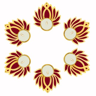 Tealight Candle Holder - Lotus Tealight Candle Holder with tealight Candles for Diwali Decoration / Diwali Diya
