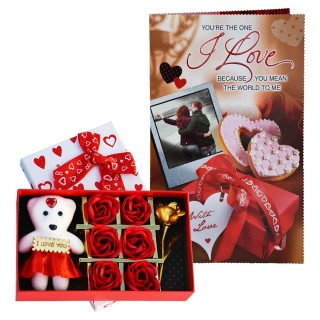 Valentine Gift for Girlfriend and Boyfriend - Greeting Card with Love Gift Box