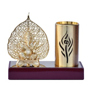 Metal Ganesha Pen Stand Decorative Showpiece for Desk, Home & Office
