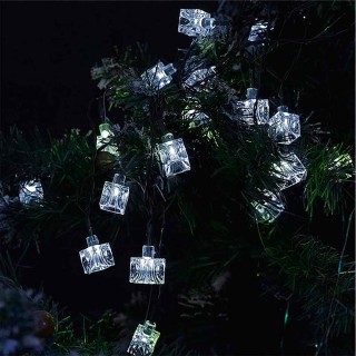 White Ice Cube Designer String Light for Diwali and Navratri Pooja - Room and Home Decor -20 Bulbs 8 Meter in Length