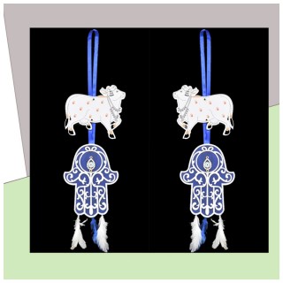 Cow Pichwai with Evil Eye Wall Hanging for Home Decor & Pooja Room (Pair of 2)