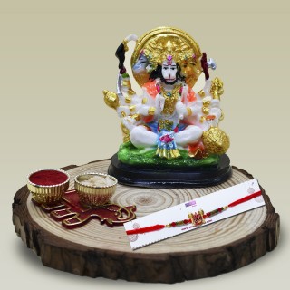 Divine Rakhi for Brother with Panchmukhi Hanuman Ji Idol