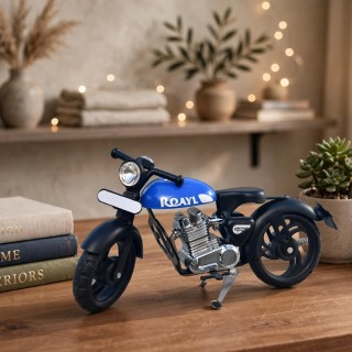 Vintage Metal Motorcycle Miniature Showpiece – Bullet Bike Model for Home Decor, Office Desk & Bikers