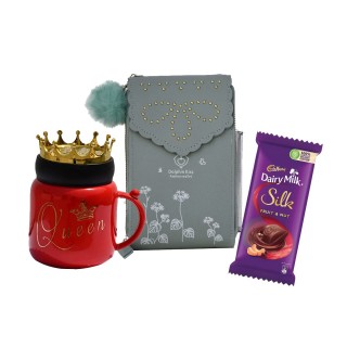 A Sling Bag With Coffee Mug And Chocolate