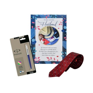 Useful Gift for Husband - Greeting Card, Neck Tie and Branded Pen