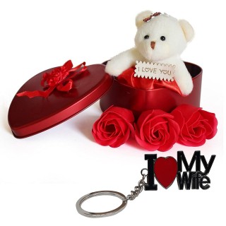 Love Gift Box With Teddy and Key Chain