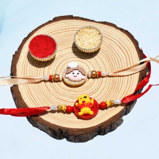 Set of 2 Kids Rakhi with Roli Chawal