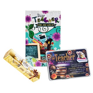 Gift for Teachers - Mentors - Greeting Card - Quotation Glass Showpiece - Chocolate Pack