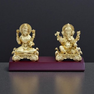Metal Laxmi Ganesha Idol Showpiece Diwali Good Luck Gift