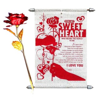 Love Gift - Love Message Scroll Card with Red Rose