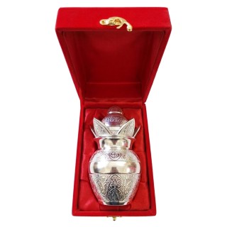 German Silver Kalash for Pooja with Coconut and Mango Leaf Set Velvet Gift Box | Return Gift