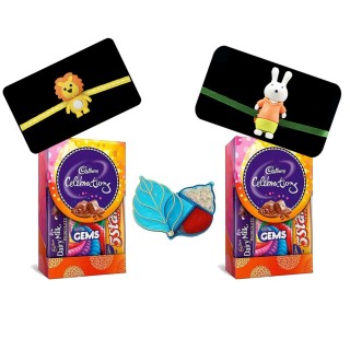 Set of 2 Animal Rakhi for Kids with 2 Chocolate Pack