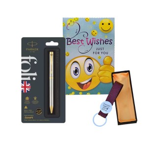 Best Gift for Men - Best Wishes Greeting Card, Parker Pen and Keychain