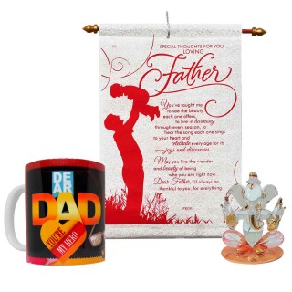 Best Gift for Father - Scroll Card, Coffee Mug and Lord Ganesha Idol