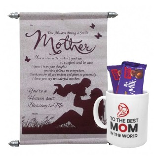 Mothers Gifts Coffee Mug, Scroll Card And Fruit & Nut Combo Pack of 3