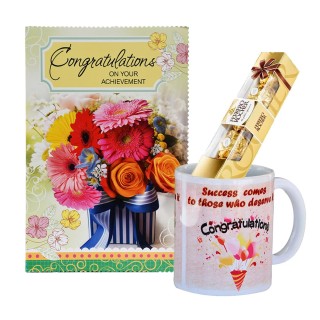Set Of Congratulation Greeting Card With Coffee Mug And Chocolate