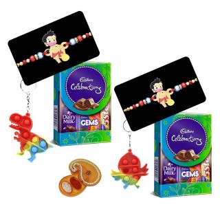 Set of 2 Bal Hanuman Rakhi for Kids with 2 Chocolate Pack and 2 Popit Keychain