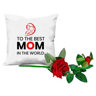 Printed Quote Cushion For Mom With Velvet Red Rose