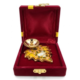 Pichwai Cow Leaf Shape Diya Set with Gift Box | Return Gift for Pooja, Housewarming
