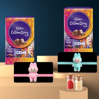 Cartoon Rakhi for Kids Set of 2 with Chocolate Box Pack of 2