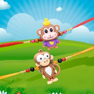 Set of 2 Monkey Rakhi for Kids