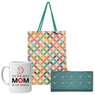 Gift Combo for Mother - Coffee Mug, Hand Wallet and Paper Carry Bag
