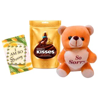 Sorry Greeting Card with Chocolate & Teddy Bear