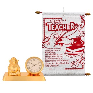 Unique Gift for Teacher - Scroll Card & Ganesh Ji Idol with Clock Showpiece