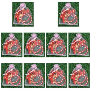 Handmade Gota Patti Rajwadi Bangles with Potli for Return Gifts for Women (10 Pairs)
