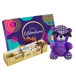 Latest Diwali Gift for Kids - Childrens - Pack of 2 Chocolate Box with Teddy Bear